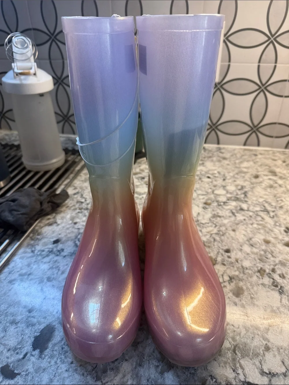 Cat & Jack Iridescent Pastel Gradient Rain Boots - Purple, Pink, Blue